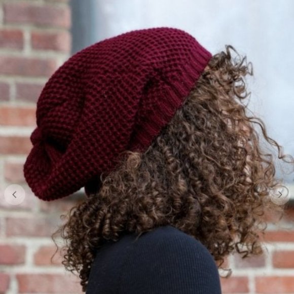 Maroon Super Soft Knit Slouch Beanie - Picture 2 of 2